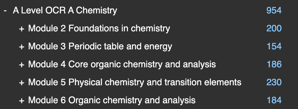 A-Level OCR A Chemistry Anki Deck